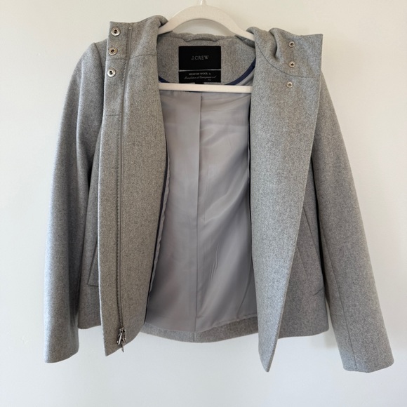 J.Crew Petite Wool Melton Hooded Bib Jacket Coat – Heather Gray Womens 2P - Picture 5 of 10